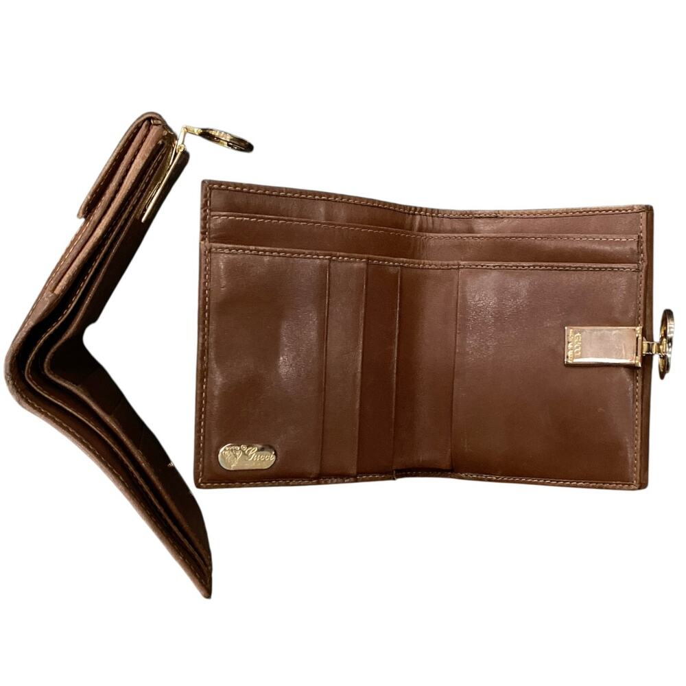 VTG 70’s Gucci Monogram GG Canvas and Smooth Leather Wallet - Picture 3 of 5